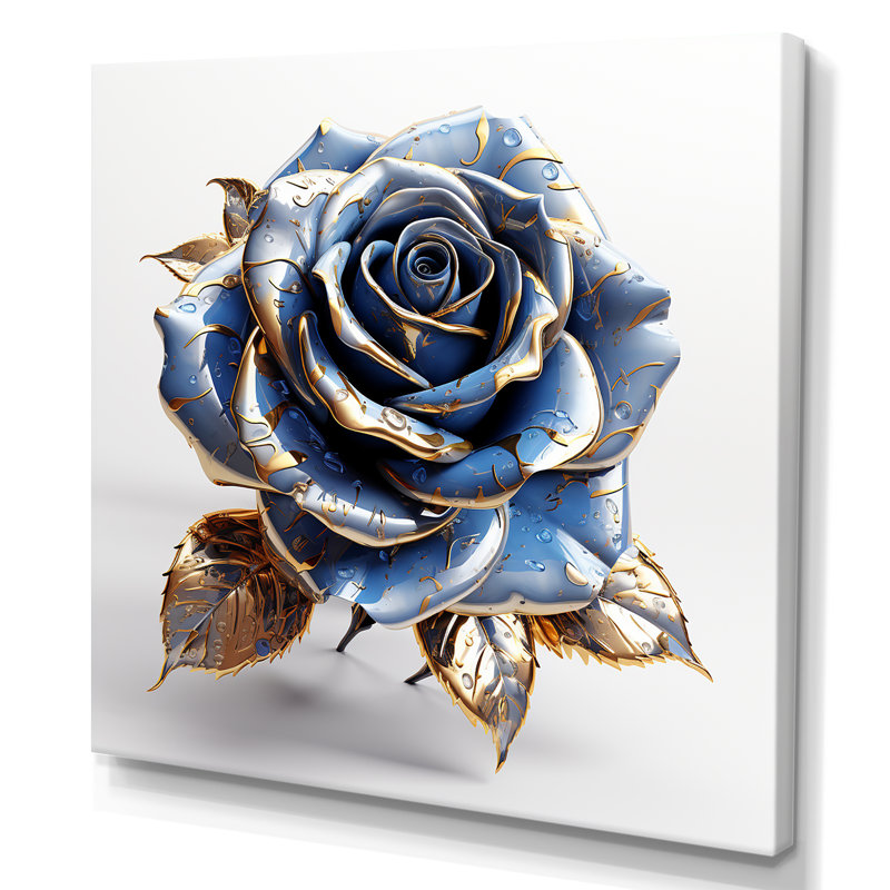 Verre doré et rose bleu I - Art mural rose, Toile tendue, H 30 po x l 30 po x P 1,5 po