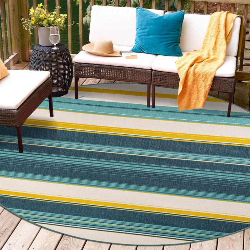 Gourlie Indoor/Outdoor Area Rug, Round 3'1"