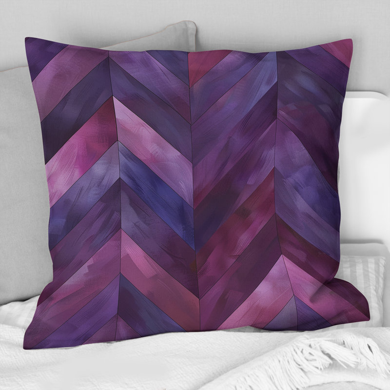 Coussin mauve Mid-Century Chevron I - Midcentury, H 18 po x l 18 po