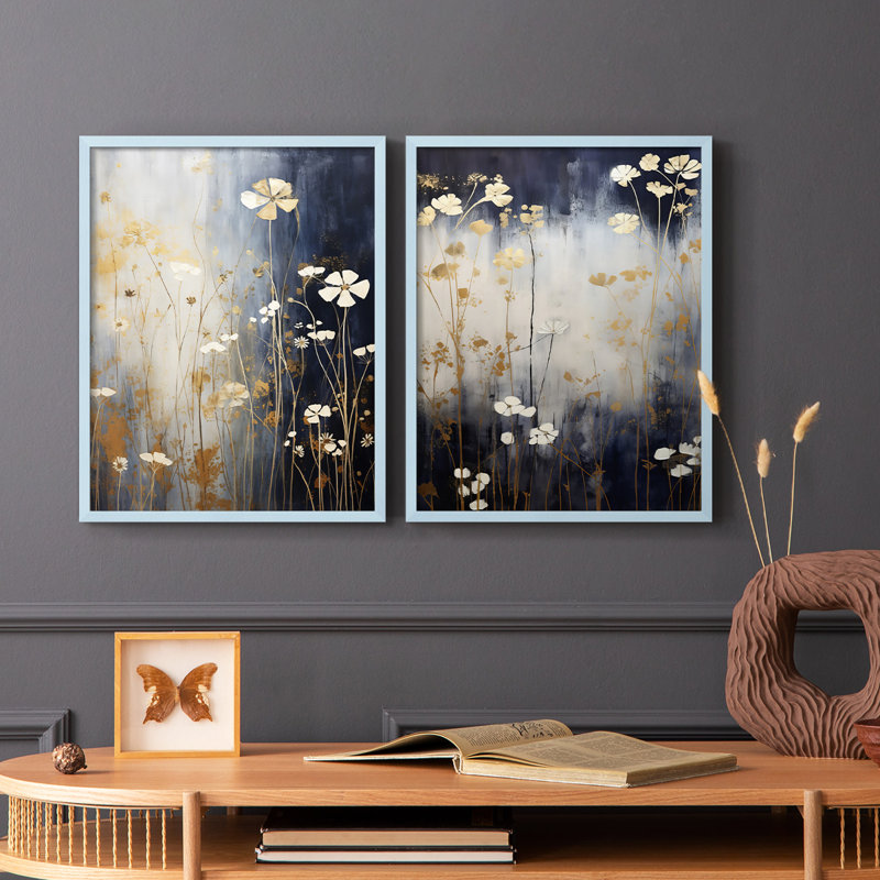 FLORAL Series CCCCXC - reproduction encadrée de qualité supérieure - prête à être accrochée - aucun clou requis - aucun clou requis