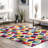 Sesto Geometric Power Loom Performance Pink/Yellow/Blue/Black Rug-2081580243