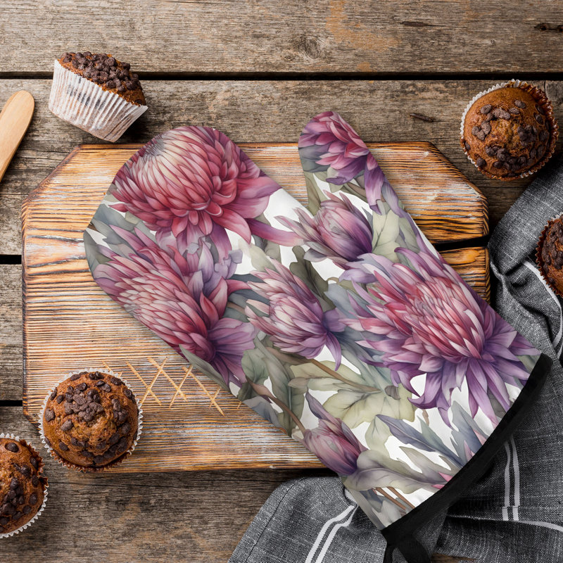 Floral Repeat Oven Mitt Cotton Twill