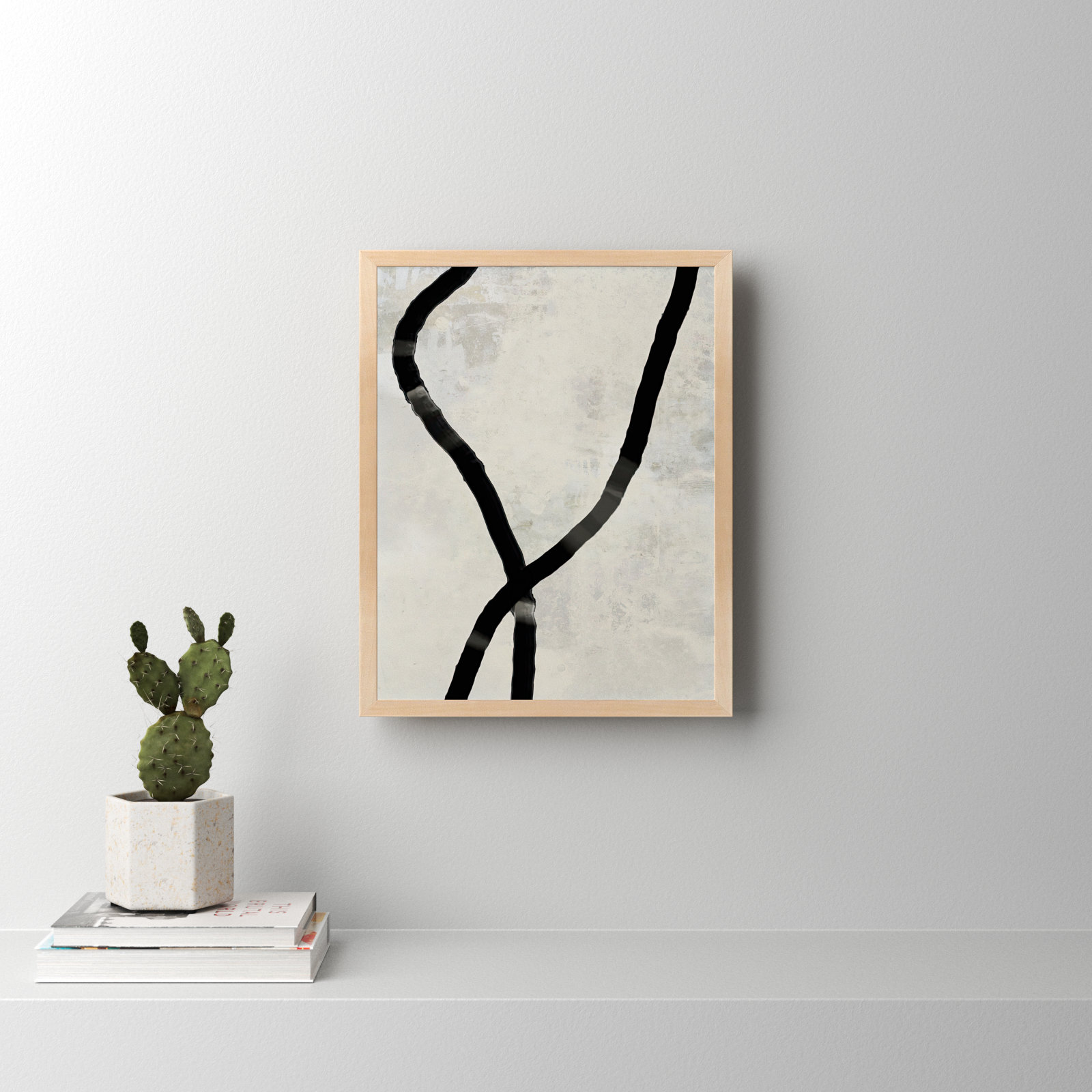 Ropes Series I "Black Rope 5" Print, Brown, 25" H x 20" W x 1.25" D