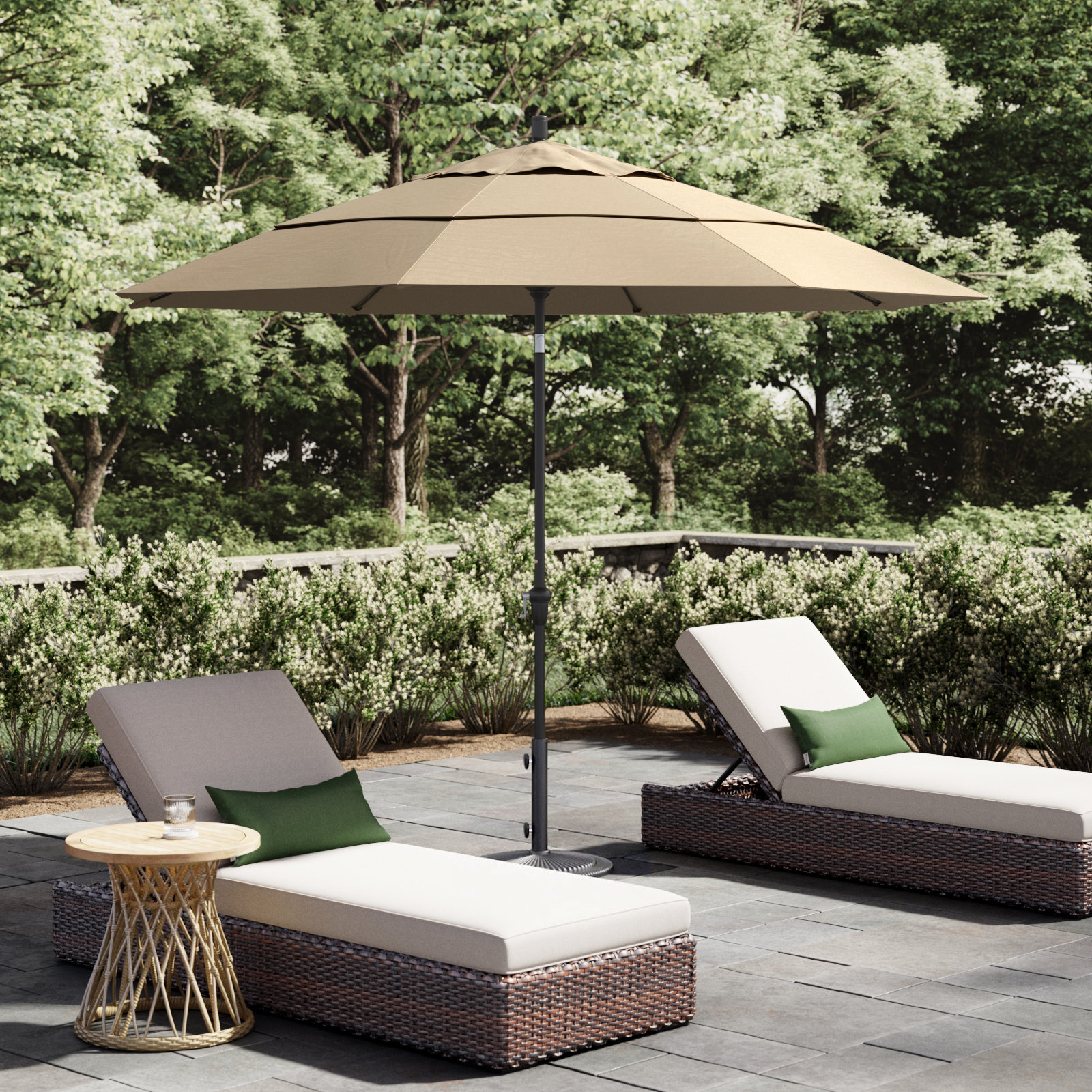 132'' Outdoor Umbrella, Antique Beige Performance