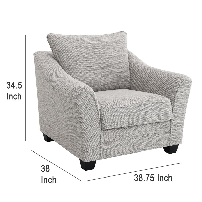 Fauteuil Kito, tissu gris clair moderne de 39 pouces, accoudoirs inclinés