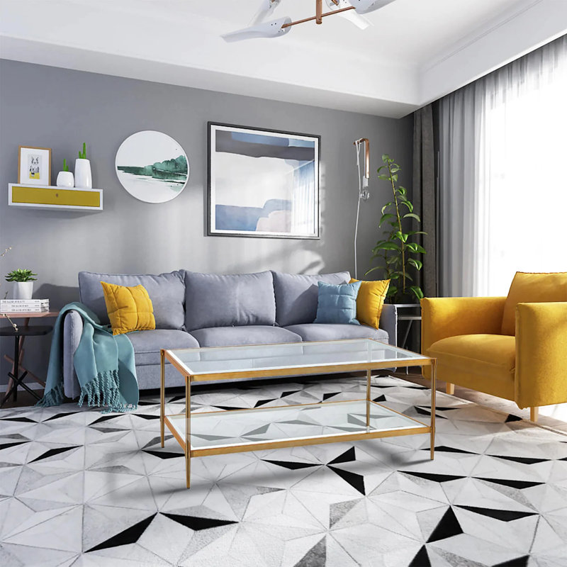 Table en verre Nathalia pour le salon, Doré