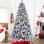 Arbre de Noël 7,5 pi floqué avec 400 lumières DEL colorées avec boule G45, arbre réaliste articulé en PE + PVC + aiguille dure avec fil mémoire, 10 modes d'éclairage, interrupteur au pied et support en métal stable-775609789