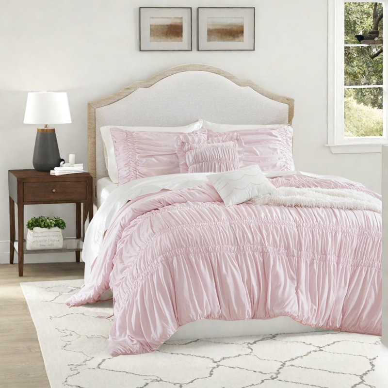 Ensemble de literie rose en microfibre de qualité supérieure 5 pièces French Country Home Comfort