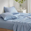 Ensemble d'édredon floral avec draps bleu