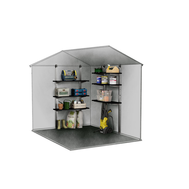 Keter Storage Shed Shelf Kit 40 Inch Easy Assembly Steel Reinforced Utility Kit with Heavy Duty Brackets and Rails, Black