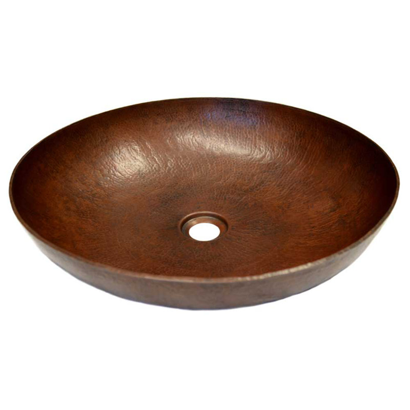 Maestro Copper Circular Vessel Bathroom Sink, Antique Copper