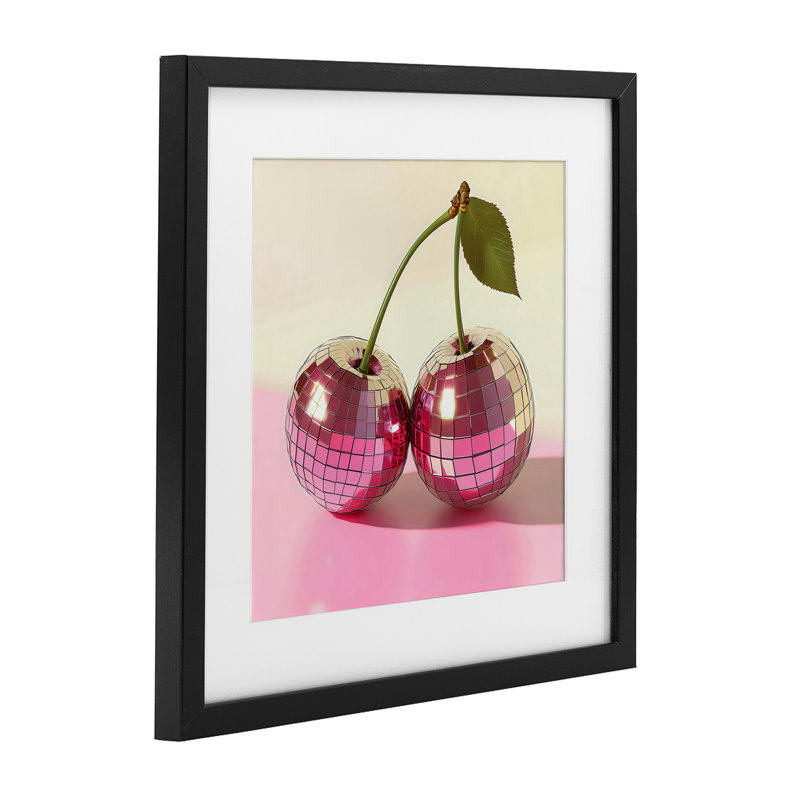 «Retro Disco Cherries Gleam», reproduction encadrée sous verre, design by Creative Studio, H 13 po x l 13 po