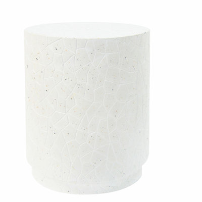 Table de bout d'extérieur en béton pour terrasse, table d'appoint de salon Terrazzo blanc
