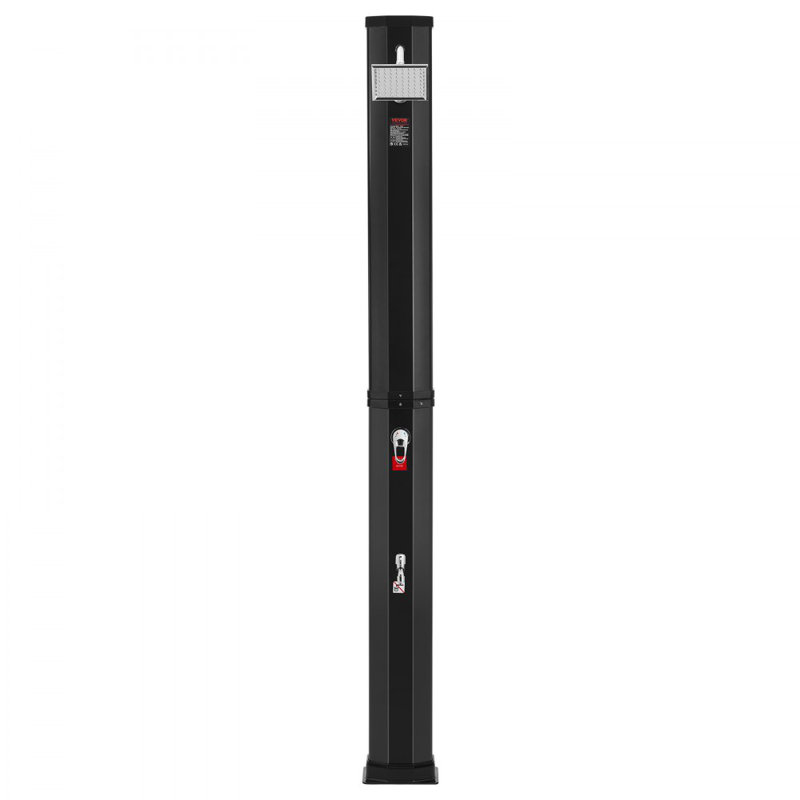 Tall Black Aluminum Outdoor Solar Heated Shower