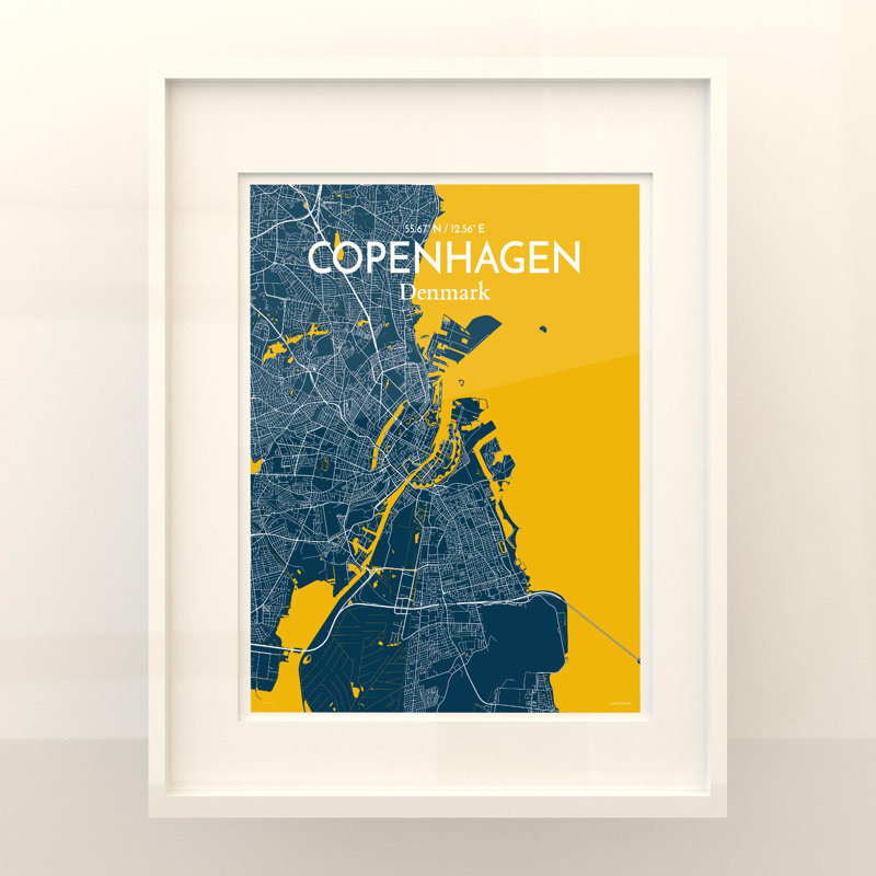 Copenhagen City Map In Amuse - No Frame Print, 20cm H x 16cm W x 0.05cm D