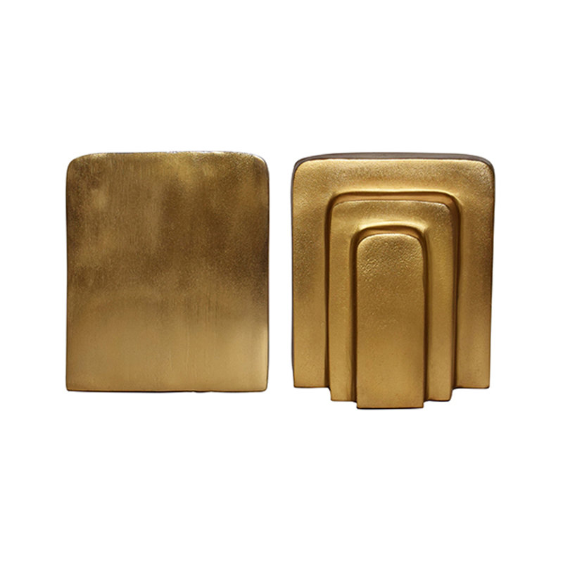 Triple Layer Rectangle Bookends in Shiny Brass