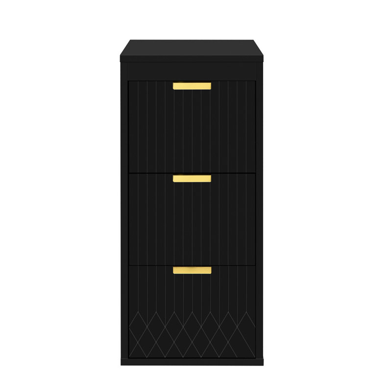 Armoire flottante murale moderne avec tiroirs et détails décoratifs, Noir