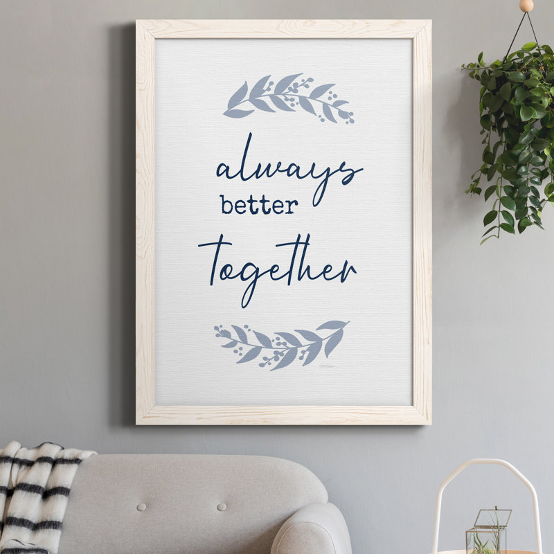 «Always Together», art textuel sur toile, 20" H x 17" W x 1" D, Blanc