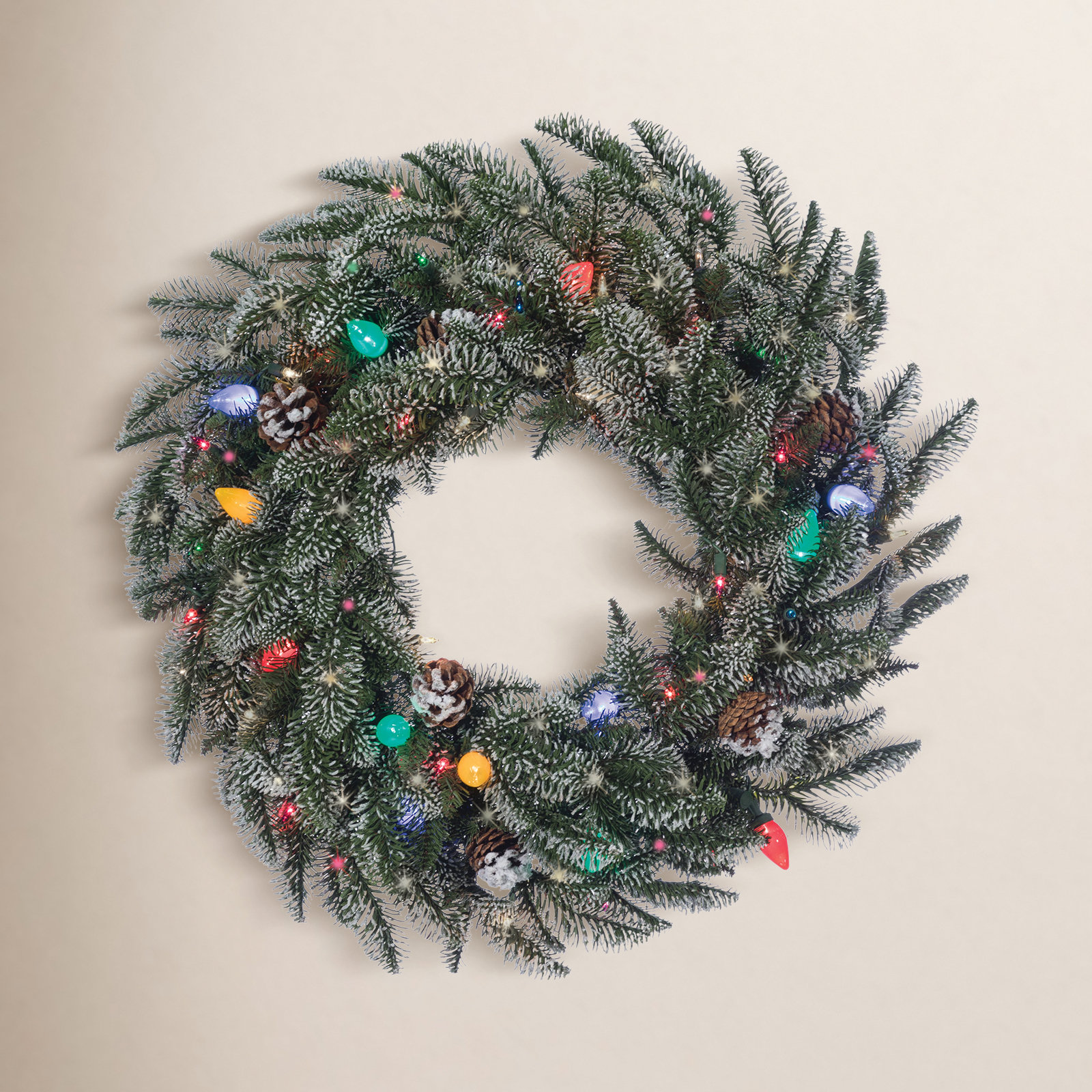 24" Frosted Pre-Lit Wreath