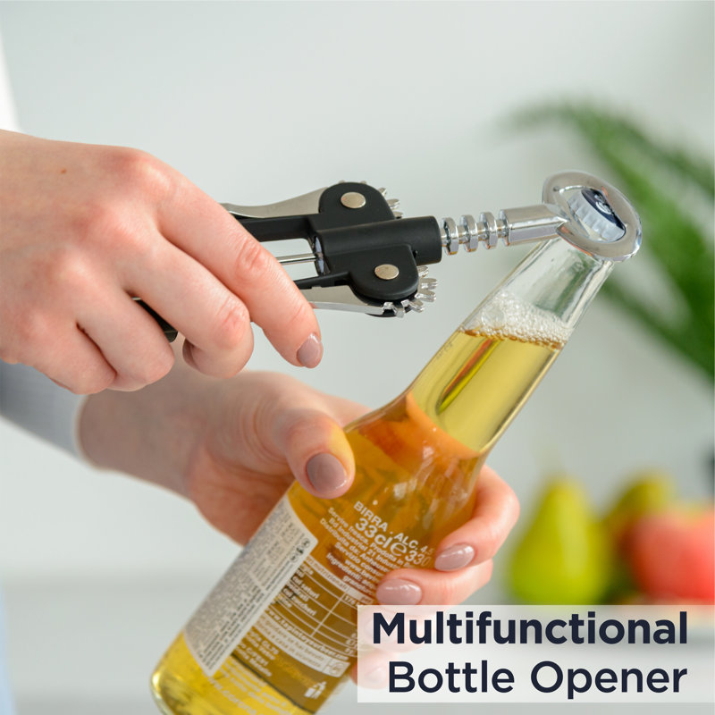 Deiss Pro Wing Corkscrew Wine Opener - 2 in 1 Wine Corkscrew and Beer Opener