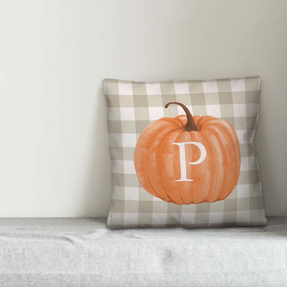 Harvest Pumpkin Monogram Throw Pillow Designs Direct Creative Group
