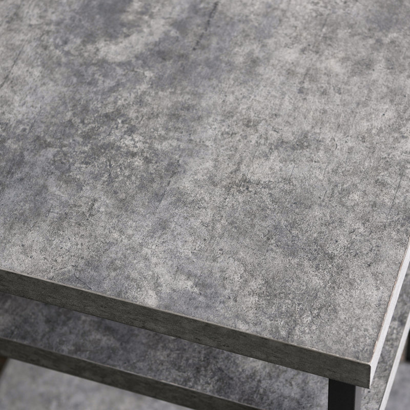 Gateshead Jamestown Square Side End Table with Storage Shelf Rustic Wood Grain and Metal, Gray
