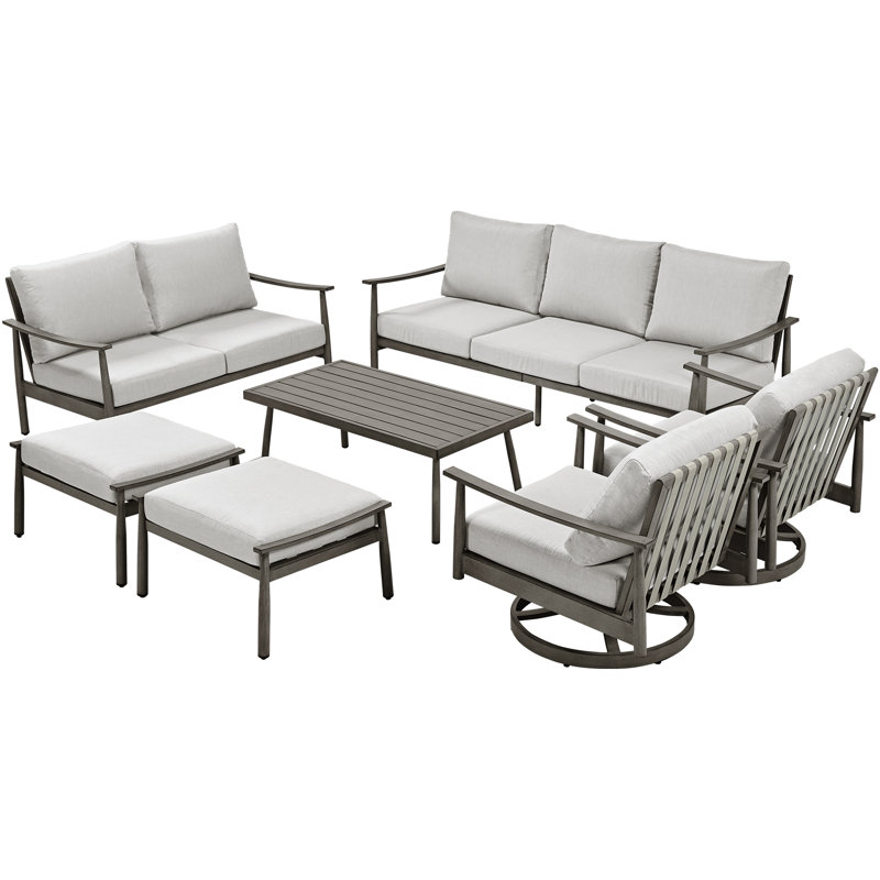Mariene 7 - Person Patio Conversation Set with Cushions, Gray, Gray