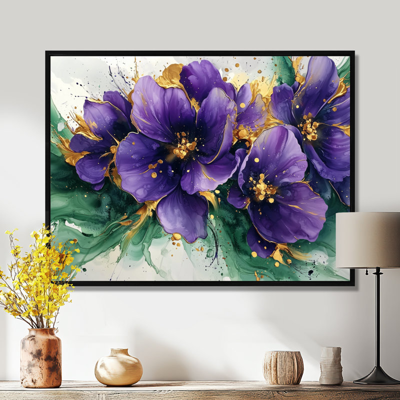 Derbyshire - Violets, art mural, Noir, H 12 po x l 20 po, Impression encadrée flottante