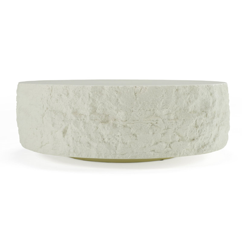 Charloette - Table basse ronde moderne, Blanc cassé / blanc