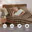 Ensemble de draps 100% coton grand lit - Literie à rayures brunes et kaki, tissage percale doux et respirant, drap à poche profonde à rayures larges 17,5 po, aspect lin luxueux, literie 4 pièces toutes saisons-123229412-123229414