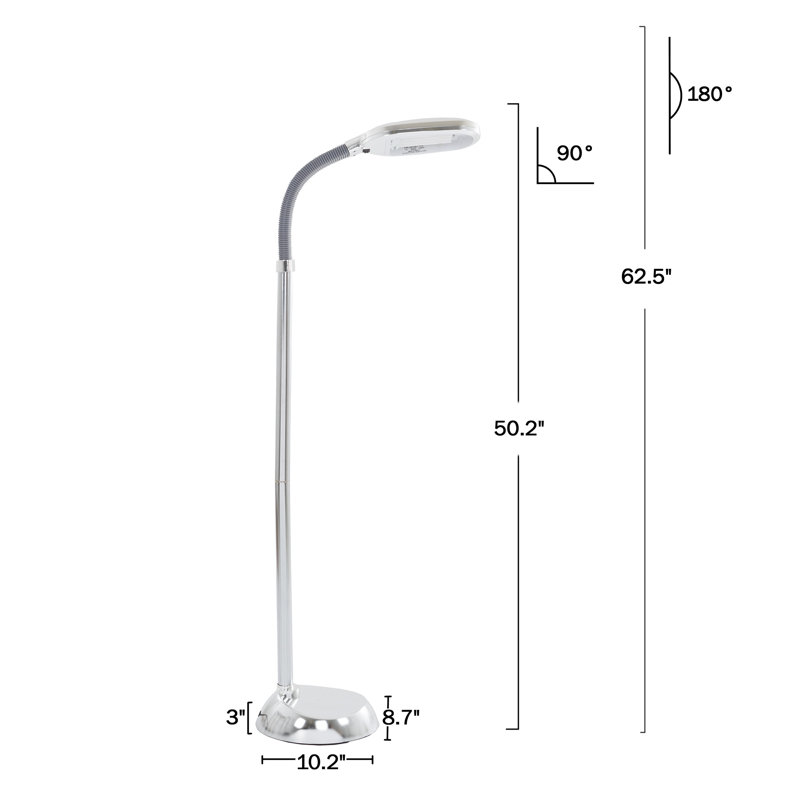Adjustable Silver Arc Floor Lamp with Gooseneck