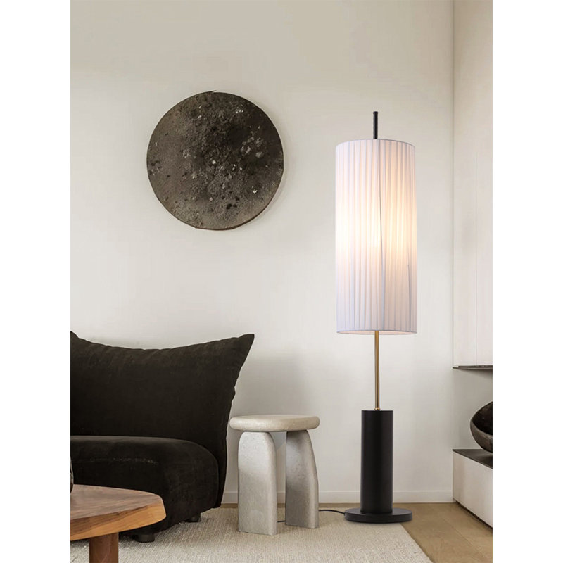 Modern minimalist hardware fabric wood solid floor lamp, Black