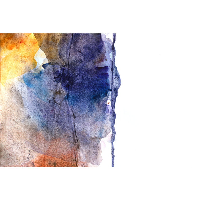 Aquarelle sur fond abstrait par Lutavia, H 24 po x l 36 po