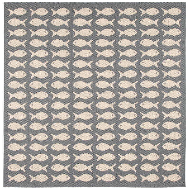 Annika Gray/Beige Indoor/Outdoor Area Rug, Square 4'
