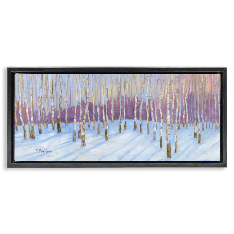Niveous Birch Tree Grove Floating Frame, design by Paul Brent, 11" H x 25" W, Jet Black Floater Frame
