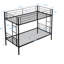 Lit superposé simple au-dessus d'un lit simple en métal noir, style moderne pour le décor de la chambre à coucher, option peu encombrante et activité d'escalier silencieuse et sécuritaire, esthétique sans sommier, caractéristique,-215427040