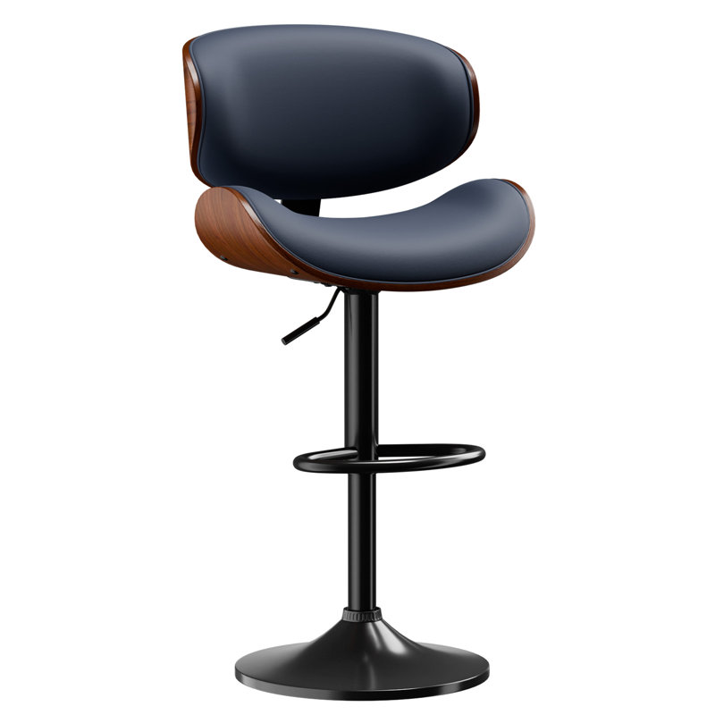 Tabourets de bar rotatifs à hauteur ajustable Jaquela, 1, Dark Blue/Black/Walnut
