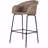 Set Of 2 Outdoor Patio Barstool, Metal PE Wicker Light Brown-702836036