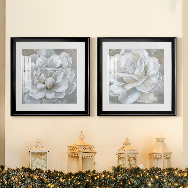«Bombshell Bloom I», ensemble de 2 reproductions d'art sur toiles, Papier encadré noir, H 17,5 po x l 35 po, Noir