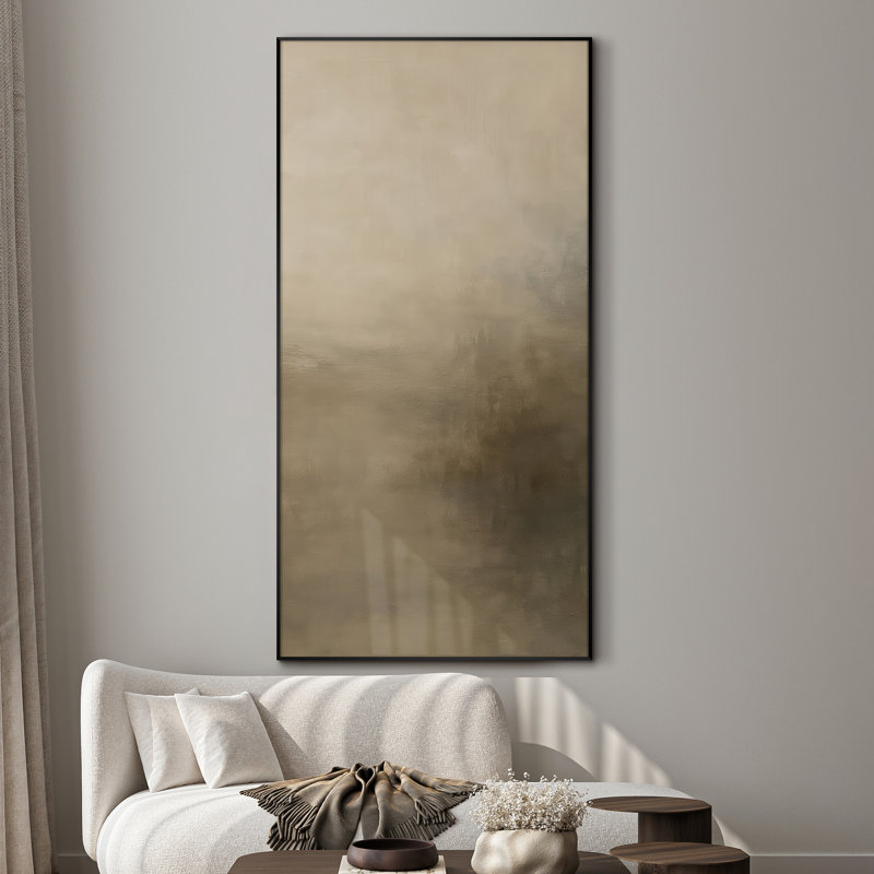 Très grande reproduction d'art sur toile - Paysage neutre et doux de couleur taupe et beige pour le salon ou la chambre à coucher - «Assemblage requis du cadre (cadre non fini)»