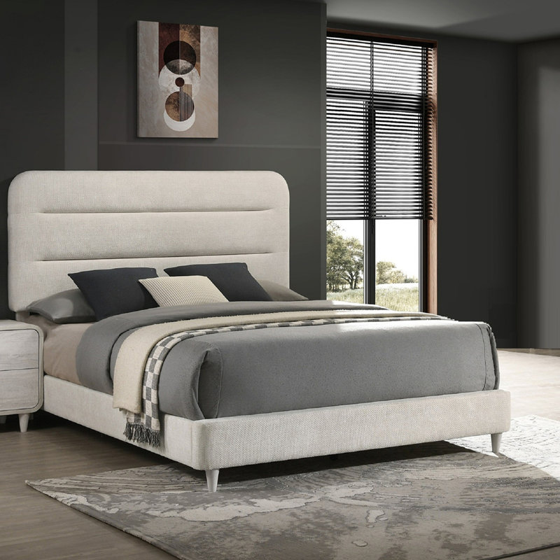 Upholstered Design 1pc Panel Bed, Queen