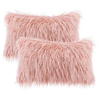 Coussin décoratif long en fausse fourrure, coussin d'appoint moelleux