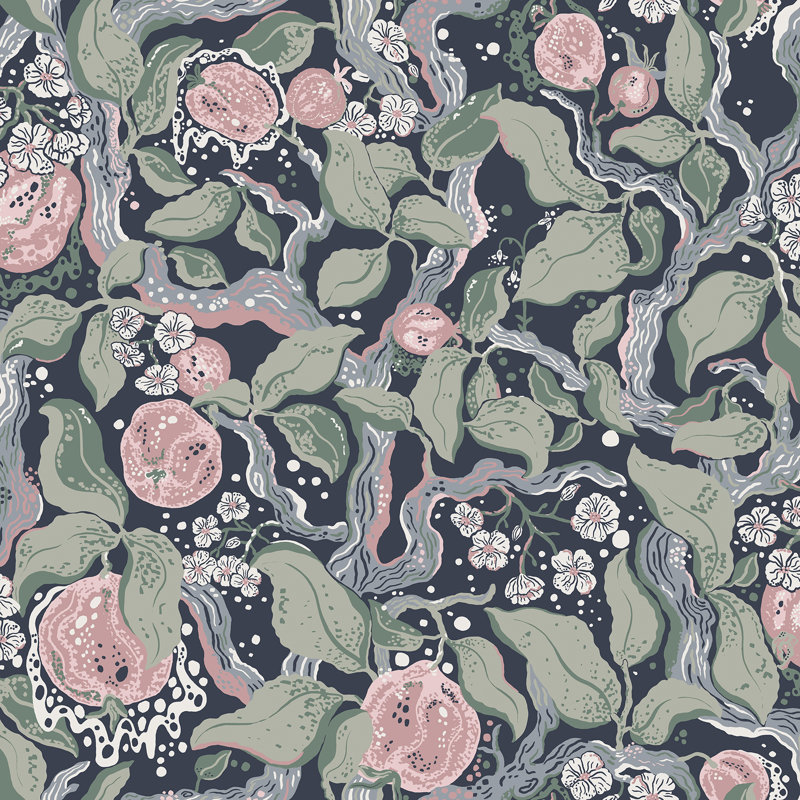 Wallpaper Double Roll, Neutral/Pink