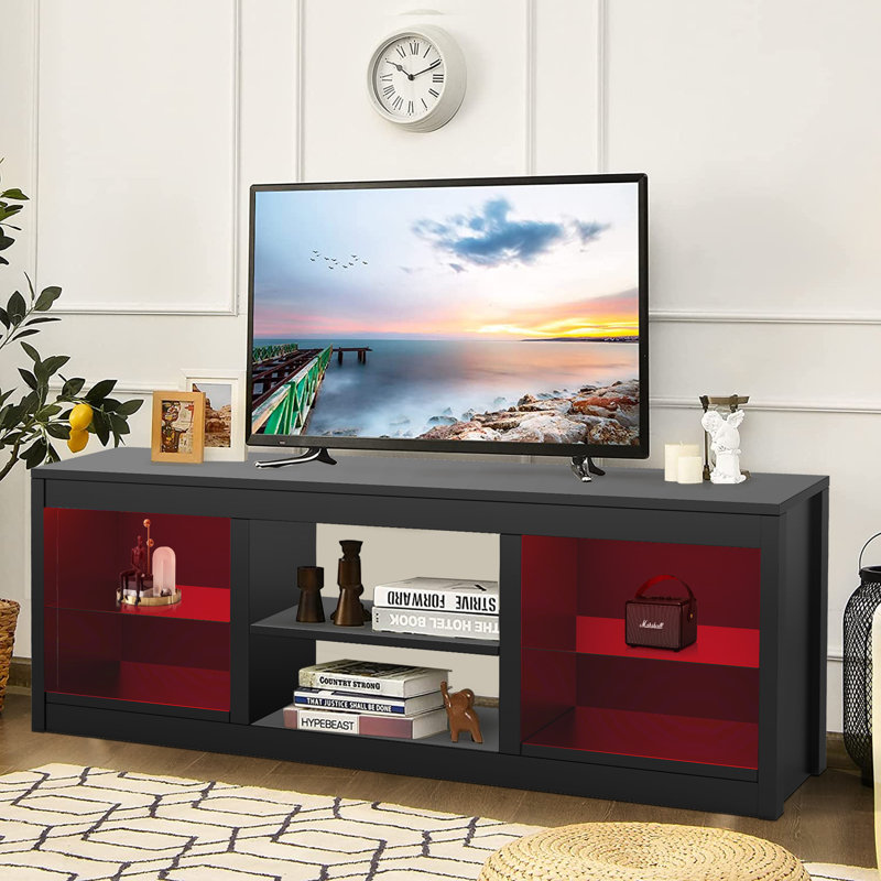 66" Tv Stand With Storage Cabinets For Living Room, No, Black
