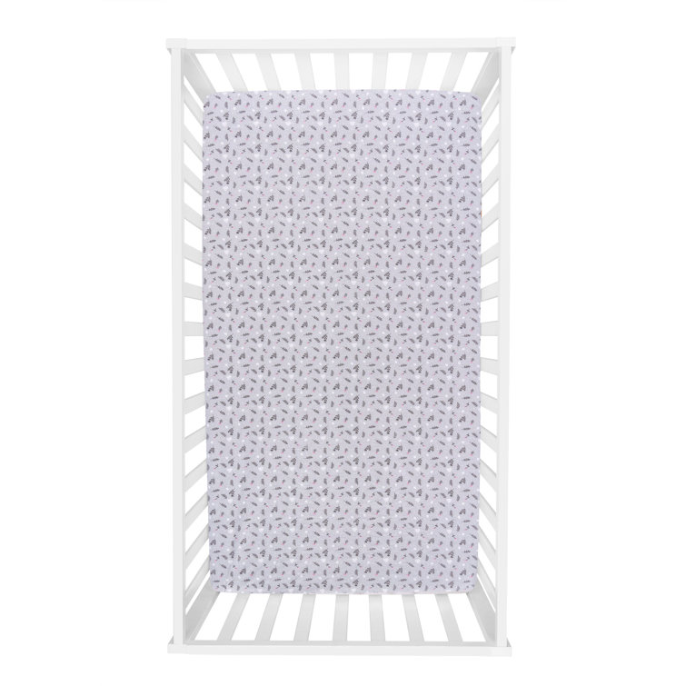 Gray/Pink 100% Cotton - Piece Standard Crib Fitted Sheet