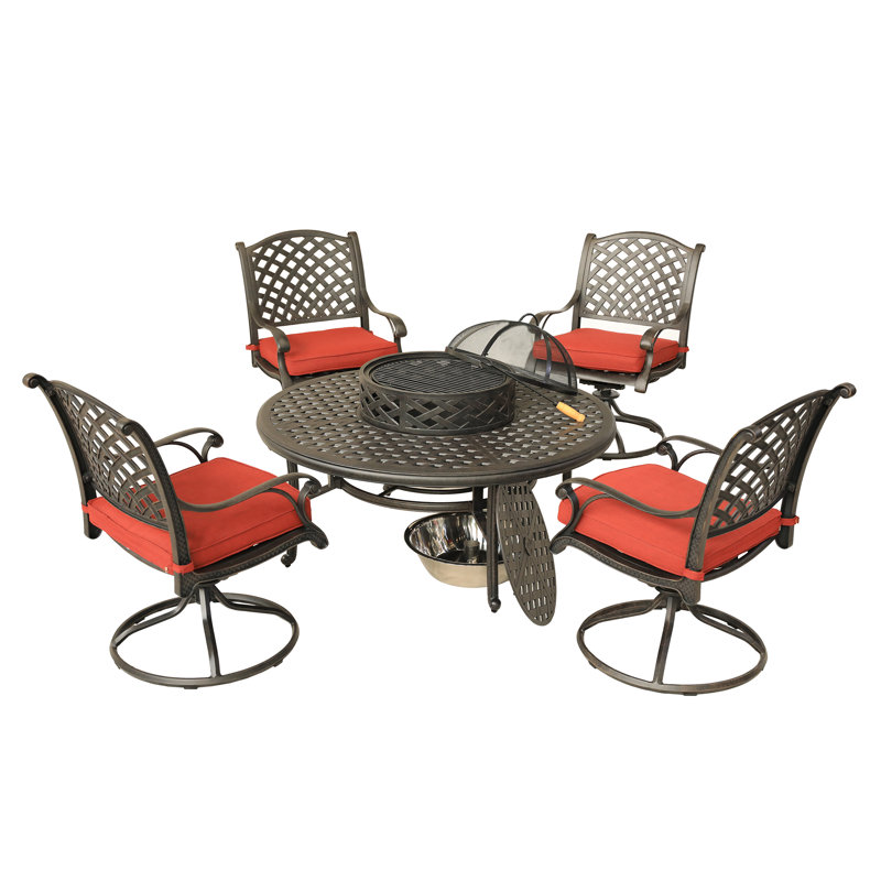 Ensemble de salle à manger en aluminium avec coussins 52 po Bigby, Terra Cotta