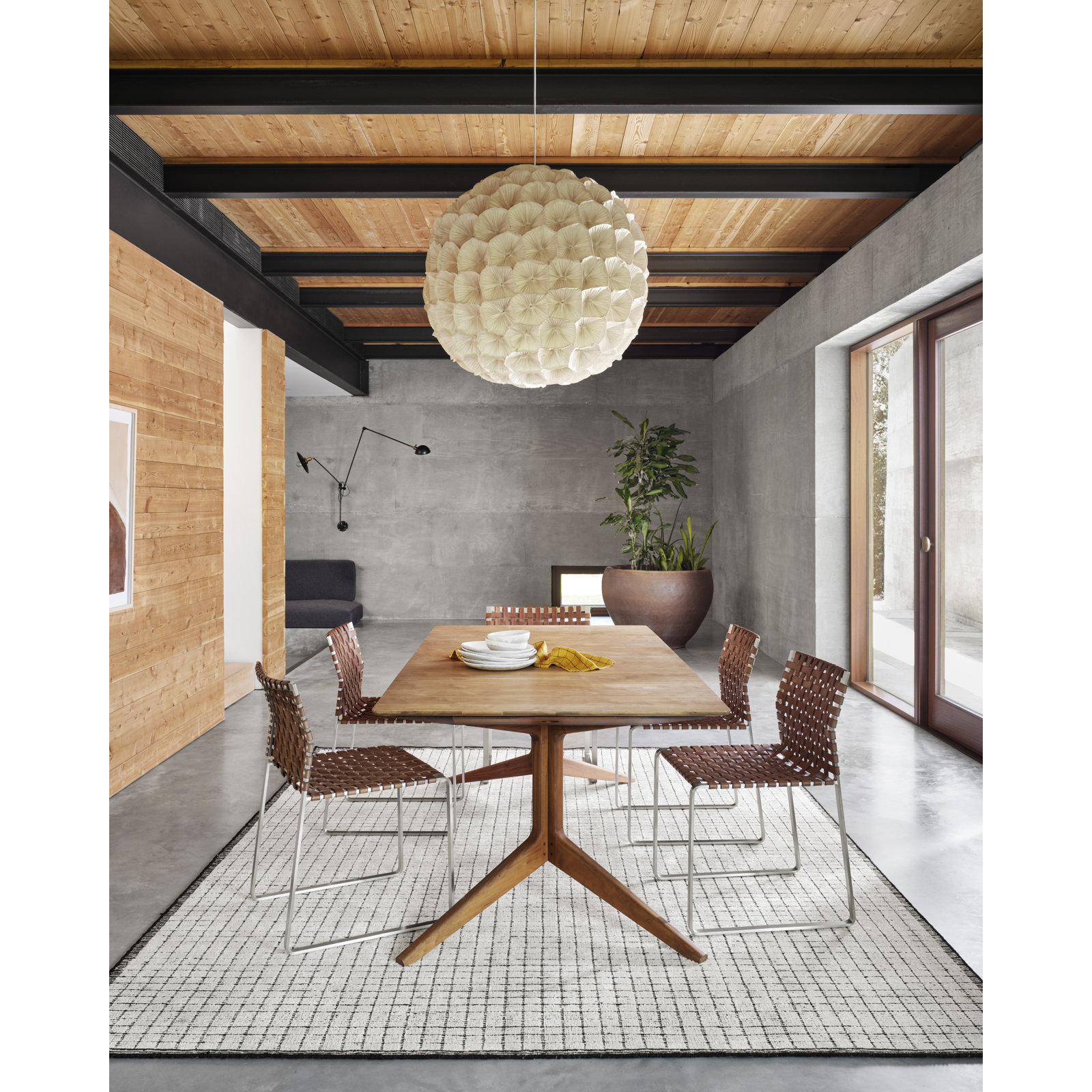 Alba Ivory Black Hand-Loomed Geometric Rug, Rectangle 7'9" x 9'9"