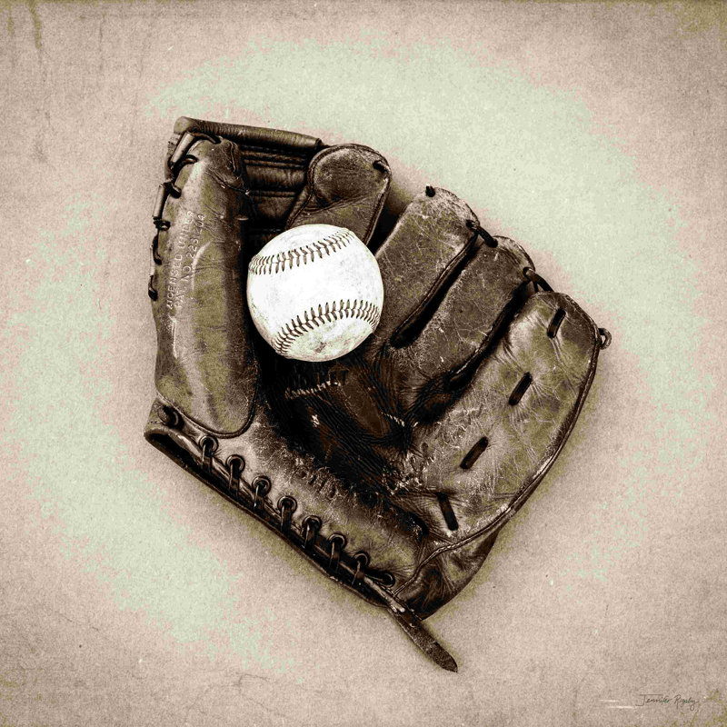 Baseball rétro - peinture, H 36 po x l 36 po, Non, Toile tendue