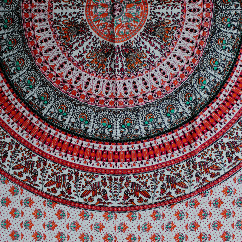 Cotton Jungle Safari Floral Tablecloth Rectangle, 60" H x 90" W, Red