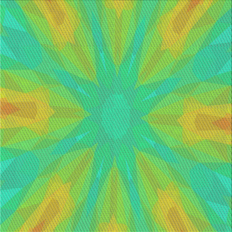 Tapis vert/jaune tissé à la machine, Carré 8 pi